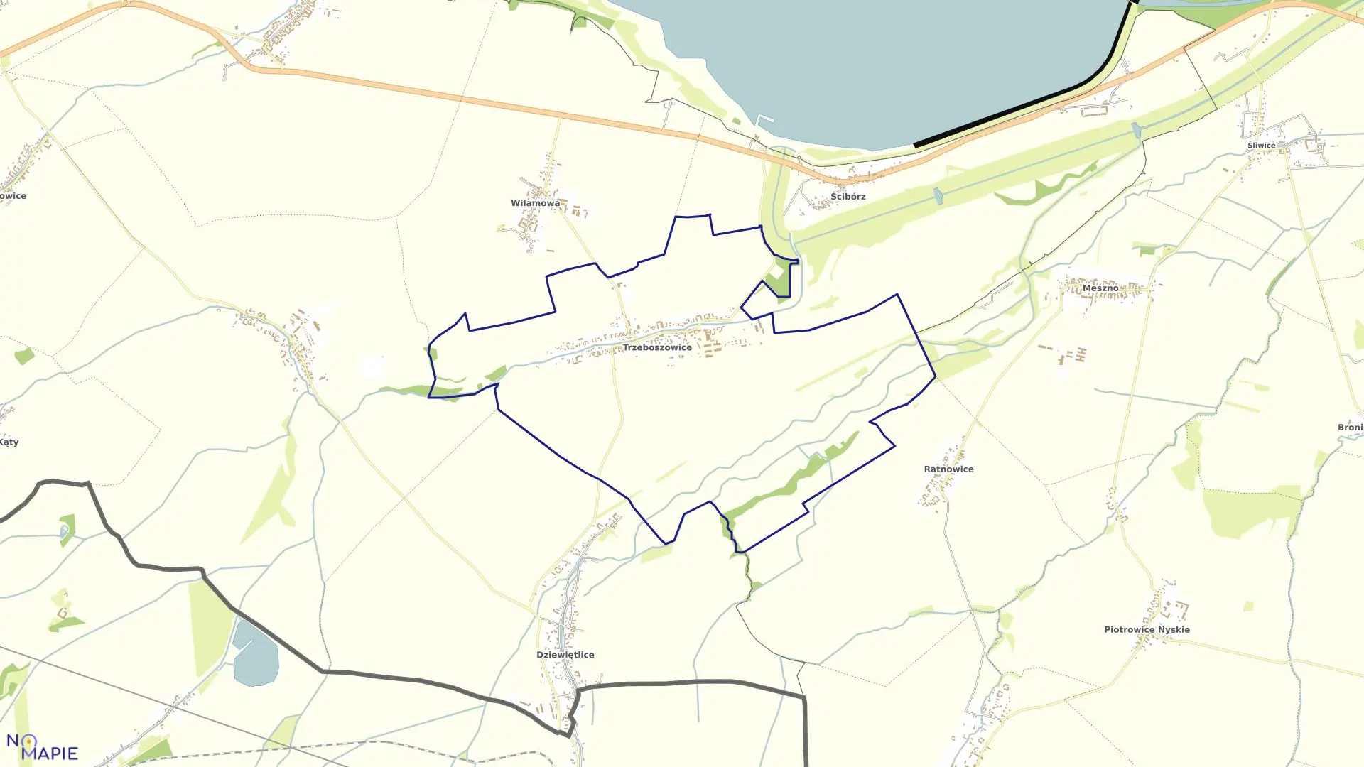 Mapa obrębu TRZEBOSZOWICE w gminie Paczków